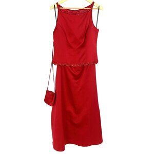 Betsy & Adam by Jaslene Mother of Bride 2 PC Dress Purse Red Size 12 Bridesmaid